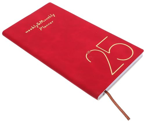 BCOATH Tagesplaner Englisch Zeitmanagement Buch Tage Jahreskalender Journal für Tägliche Wöchentliche Monatliche Planung und Zielsetzung Vielseitiger Organizer für Schule und Beruf Rotes