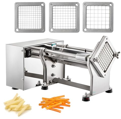 Electric French Fry Cutter with 3 Blades for Automatic Potato and Carrot Slicing in Commercial Kitchens