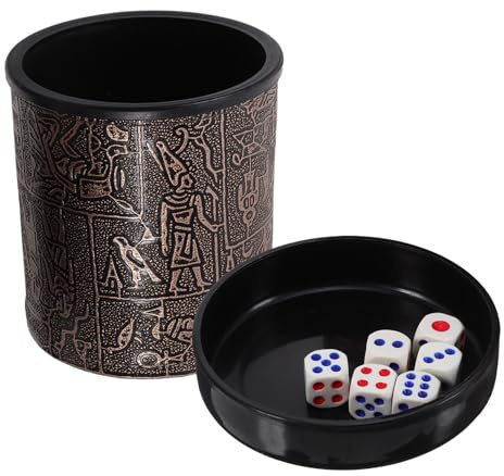 Alasum Cubilete de Dados con Base para Fiesta y Ktv Vaso Agitador Profesional de Plástico con Diseño Egipcio Capacidad Grande para Varios Dados Accesorios para Juegos de Mesa y