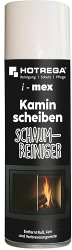 i-mex Hotrega Kaminscheiben Schaumreiniger Ofenreiniger Rußentferner Harz Glas jetzt neu mit haftstabiler Aktivschaum-Technologie