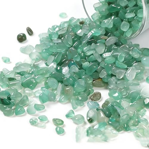 wuyukeji Edelstein Set,400G Trommelsteine kleine Edelsteine,Schmucksteine zur Dekoration für Aquarien, Blumentöpfe, Schmuckherstellung und Wohndekoration(Farbverlauf Grün)