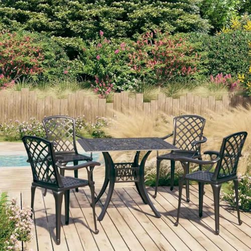 Nqyjm Set da 5 pezzi, in alluminio pressofuso nero, set da bistrò, set da balcone, resistente alle intemperie, per balcone, giardino, terrazza