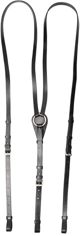Imperial Riding Triangle Zügel IRH Core, verstellbare Dreieckszügel aus Leder für Pferdetraining, Schwarz, Pony