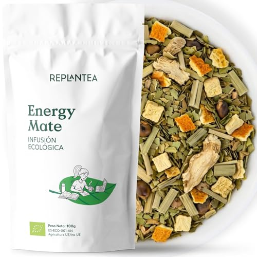Infusión Energy Mate Ecológica 100g (50 Tazas) | Té Mate Verde con Guaraná, Ginseng y Jengibre – Energía Natural, Enfoque y Concentración