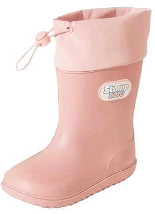 Kids Rain Boots Mid Calf Water Shoes Lightweight Non Slip Hiking Camping Wading Boots Toddler Youth Outdoor Footwear (15 Big Kids) Pink