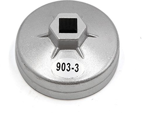 sourcing map 15 Flöten 74mm Ölfilterschlüssel Aluminiumlegierung Ölfilterkappen Satz Ölfilter-Werkzeug Silber