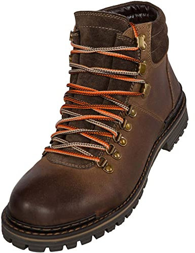 Nebulus Herren Winterstiefel HIKING, warme Stiefel mit Merinowolle, Lederstiefel, Wanderschuhe, braun - 43