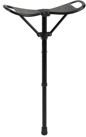 Ossenberg Sitzstock mit Kunststoff-Flügelsitz - Gehstock mit ausklappbarem Sitz - Stehhocker höhenverstellbar für unterwegs - Camping Outdoor Einbeinstuhl - schwarz