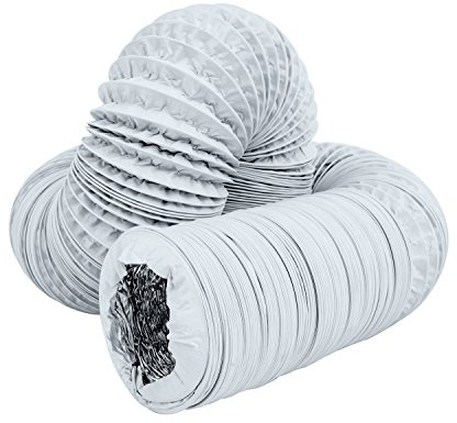 OOPPEN 6*10m PVC Round Ducting Aluminium Flexible Fan Ducting 150mm Diameter Ventilation Hose for Extractor Fans/Hydroponics etc, White