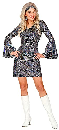 W WIDMANN MILANO Party Fashion – Kostym disco stil 70-talet, klänning, dansdrottning, karnevaldräkt, svart/silver