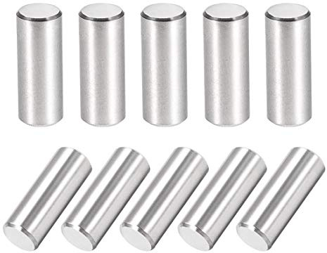 sourcing map 10 Stück Zylinderstifte Passstift 304 Edelstahl Zylindrischer Regalstützstift Befestigungselemente Silber Ton 6mm x 16mm