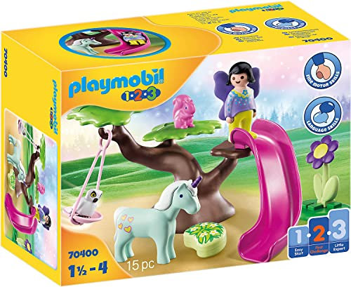 PLAYMOBIL 1.2.3 70400 Feenspielplatz mit Schaukel und Rutsche, ab 4 Jahren