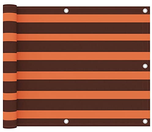 Balkonumspannungen in Garten, Balkon Sichtschutz Balkonbespannung Balkonverkleidung, Balkonsichtschutz Windschutz UV-Schutz aus Oxford-Gewebe, Aluminium-Ösen und Seil, Orange und Braun 75x600 cm