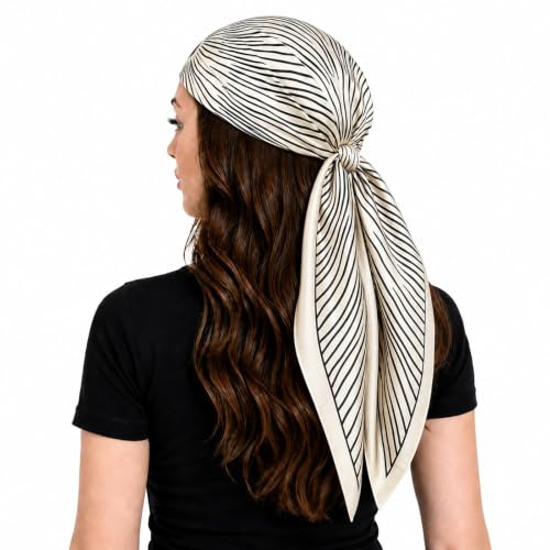 FAIRYGATE 90x90cm Frauen quadratischer Schal Satin Kopftuch Bandanas Haarschal Schal für Damen 74018