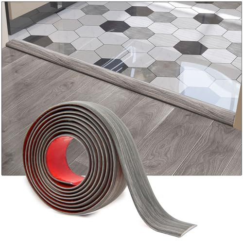 Art3d Self Adhesive Vinyl Floor Transition Strip,Laminate Floor Strip Floor Flat Divider Strip for Joining Floor Gaps,Carpet Threshold Transition,Floor Tiles(10 FT, 1.57in, Gray)