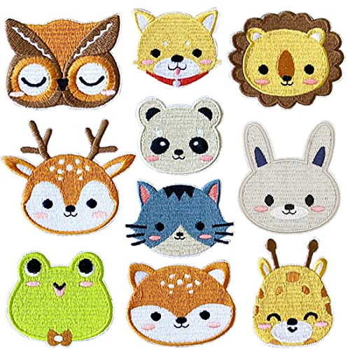 Bügelflicken Kinder, 10 Stück Patches Aufnäher, Tier Aufbügelflicken, Bügelaufkleber Kleidung Kinder, Patches zum Aufbügeln Kinder