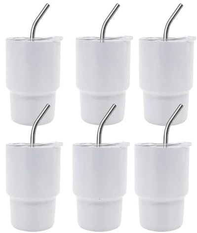 WABMJGW Confezione da 6 Bicchierini da liquore Mini Tumbler con Coperchio e Cannuccia, Bicchierini da Shot in Metallo a Doppia Parete da 2 Once, 6 Colori, Bicchierini Piccoli,C-2oz
