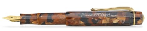 Kaweco ART SPORT Füllhalter Hickory Brown I Premium Füllfederhalter für Tintenpatronen mit hochwertiger Stahlfeder I Sport Füller aus Acryl 12,5 cm I Federbreite: M (Medium)