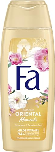 FA Gel de ducha Oriental Moments (1 x 250 ml) 95 % de ingredientes de origen natural, disfruta con la crema de ducha nutritiva el delicado aroma de rosa del desierto y madera de sándalo