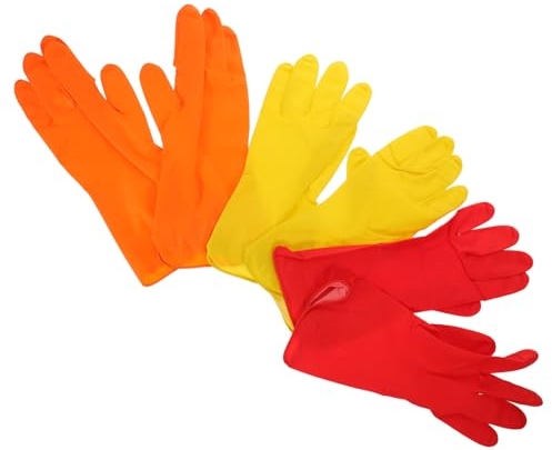 CHILDWEET 3pairs Hypoallergenic Food Gloves Dish Washing Gloves Household Cleaning Latex Material Kitchen Housework Random Color