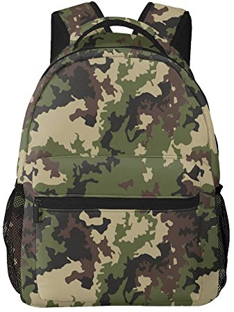 Wpamlrta Grüner Rucksack mit Jagd-Camouflage-Druck, lässiger Rucksack für Kinder, Jungen, Mädchen, Schule, personalisierbar, Reise, Schultasche mit mehreren Taschen, Siehe Abbildung, One size