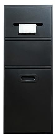 HJLKDYM Built-in Niches Stainless Steel Niches With Removable Door With Trash Can Bathroom Shower Customized Niche Next To Toilet Suitable For Parks Public Restrooms(Black,30x66cm/11.5x25.5in)