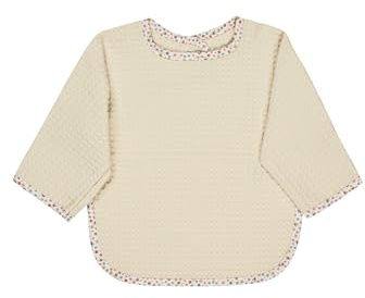 Sterntaler Frottee Ärmellätzchen Bauernhof - Baby Lätzchen mit Ärmel aus saugfähiger Baumwolle mit Blumen-Motiv und praktischem Druckknopfverschluss, ecru