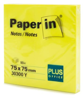 Plus Office Selbstklebende Neonnotizen, Haftnotizen für Büro, Schule, Universität, für schnelle Notizen und Erinnerungen, Block mit 100 Blatt (gelb, 12 Stück)