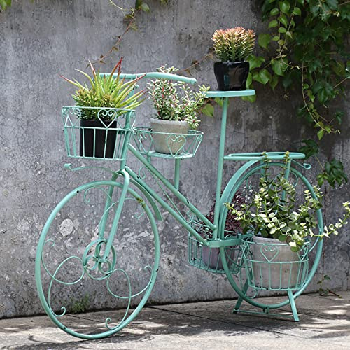 ZTZBFGM Verde, Scaffale per Piante Portafiori, Scaffale Porta-Fiori in Ferro, Creativa Bicicletta Porta Piante Fioriera Verticale A Scala per Balcone Giardino Interna Esterna