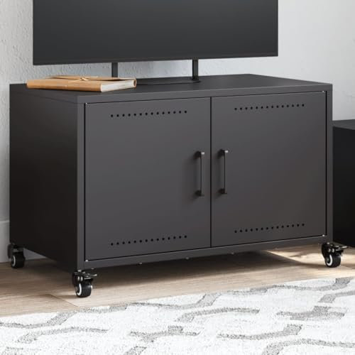 Gecheer Meuble TV noir 68 x 39 x 43,5 cm en acier, meuble TV moderne, meuble TV, meuble TV, meuble TV, meuble TV, meuble de salon, meuble de salon, meuble TV