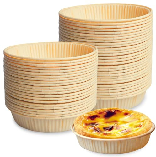 WIYETY Lot de 100 mini moules à gâteau, en papier, pour la cuisson, 9,2 cm, plats, ronds, pour friteuse à air chaud, four et micro-ondes (jaune)