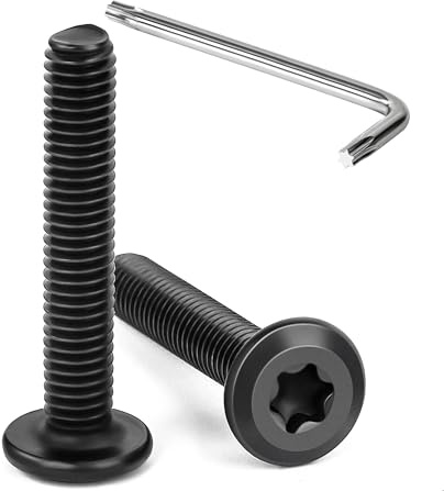 Tunejoy 20 Pezzi Viti a Testa Piatta Torx Nero M6 x 35 mm Vite a Testa Esagonale Bulloni in Acciaio Inox A2 V2A Bulloni per Mobili con Chiavi a T30 Filettatura Completa