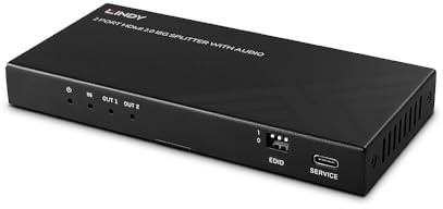 Lindy 38534 HDMI 8K60 2-portars splitter med ljud och skala
