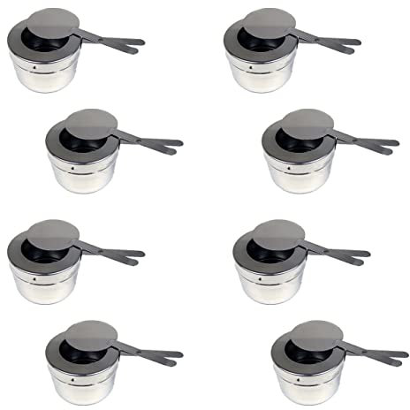 AcMax 8x Brennpaste Behälter mit Deckel für Chafing Dish Speisewärmer Warmhaltebehälter