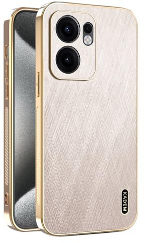 ILING Case for OPPO Reno 13 FS (OPPO Reno 13F 5G/4G), Unique Brushed Metal Design, Leather Skin Phone Case, Ultra-thin Soft Silicone TPU Bumper Shockproof Cover (Gold)