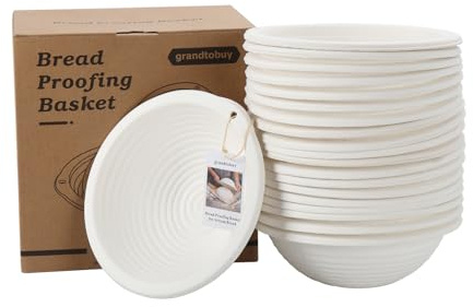 Lot de 20 paniers à pain ronds avec 100 doublures jetables non tissées pour pain professionnel et artisanal