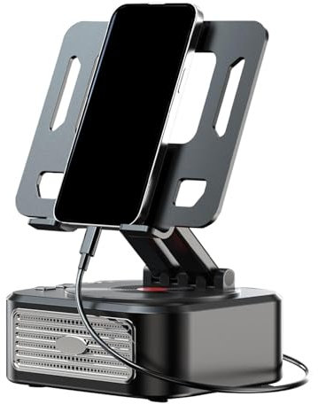 Soporte para teléfono con altavoz, soporte plegable giratorio para teléfono con altavoz inalámbrico, base antideslizante, gadgets Cool Tech, soporte para teléfono celular para el hogar, oficina, uso