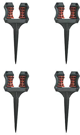 Schlauchhalter für Pflanzenschutz, Kunststoff, Gartenschlauchführung, Erdspieß mit glattem Rollmechanismus, Schwarz, 4 Stück