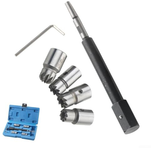 Kit de herramientas de corte de asiento de inyector diésel, juego de herramientas de limpieza de corte de carbono, con escariador en ángulo plano y llave, para corte de carbono