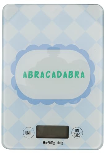 Villa d'Este Home Tivoli 1996 Bilancia da cucina digitale 5Kg, top in vetro temperato, 21,5x15x1,7 cm, azzurro, More Amor