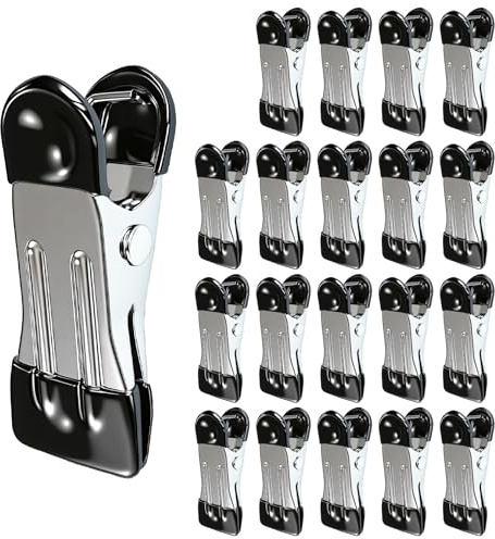 MOXYOY 20 Pcs Stainless Steel Clothes Pegs, Metal Clothe Peg Stainless Steel Peg Designed to Avoid Marks UV Resistant Metal Pegs for Clothes, Jeans, Socks, Towel, Photos (Black)