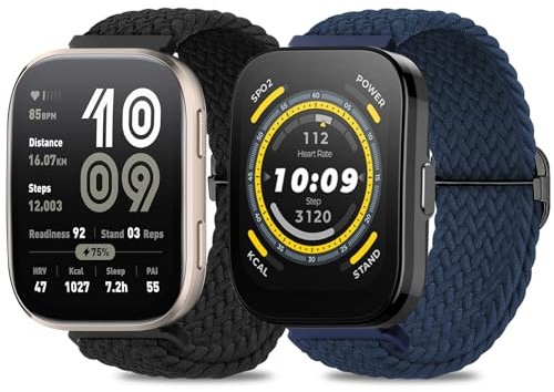RenSheng 2 Stucks armband kompatibla med Amazfit Bip 6/Bip 5, 22 mm armband kompatibla med Amazfit Bip 5/Bip 6 klockarmband elastiskt ersättningsarmband, amazfit bip 6/5 / Redmi Watch 5 Active/5 Lite