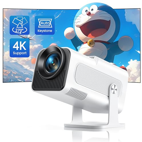 Proyector4K Soporte, 【Auto Keystone】 Mini Proyector Portatil 25000 Lúmenes Full HD 1080P Nativo, TOPTRO Giratorio de 270° Proyector Cine en Casa, MiniProyector para TV Stick Movil WiFi Bluetooth
