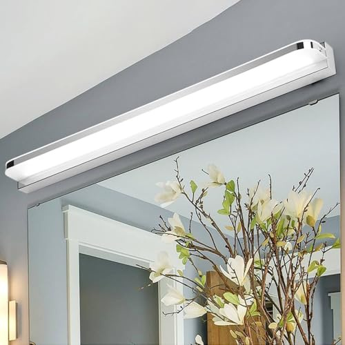 Chao Zan Moderne wandlampe innen, led spiegellampe badezimmer lang, 60cm spiegelleuchte bad led Kaltweiß, 14W Wandleuchte schlafzimmer, Schminklicht spiegelschrank beleuchtung (Silber-60cm)