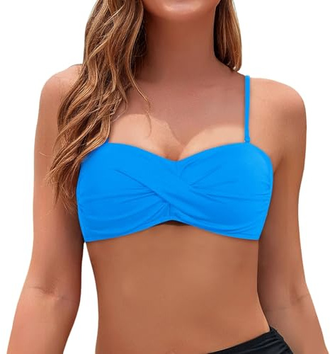 Bikini Reggiseno a Fascia Costume Bagno Top Donna Top Bikini Push Up Sexy Costume da Bagno Reggiseno Mare con Spalline Spaghetti Removable Costumi da Bagno Reggiseni Tinta Unita Spiaggia Bikinis