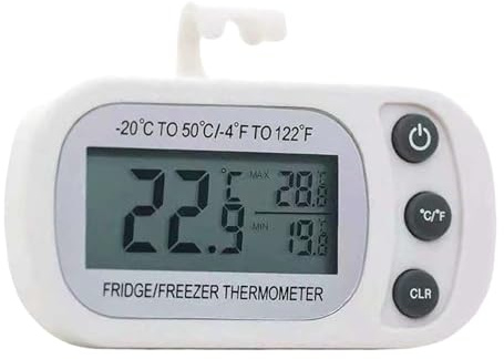 Dewireaey Misuratore di temperatura per frigorifero, misuratore di temperatura per frigorifero, misuratore di temperatura digitale impermeabile, misuratore di temperatura con grande schermo LCD