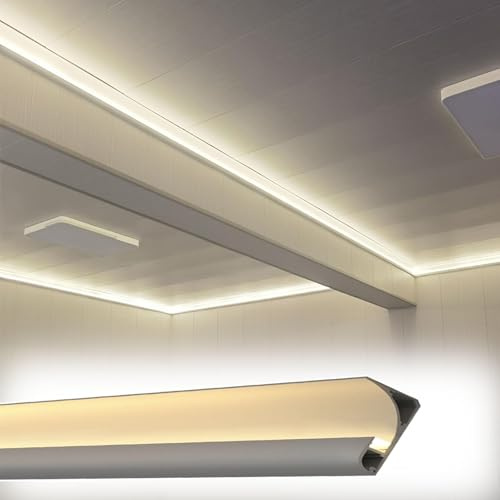 CFDZCP Crown Moulding Led Channel for Led Strip Lights, Aluminum Profile Lighting Coving Custom Sizes, Skirting/Baseboard Trim Molding for Indirect Lighting(White,1 m/3.3 ft)