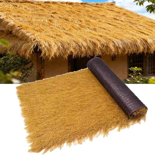Rollo de techo de paja para bar, paja artificial ignífuga, decoraciones de fiesta hawaiana, valla de jardín, patio, manualidades