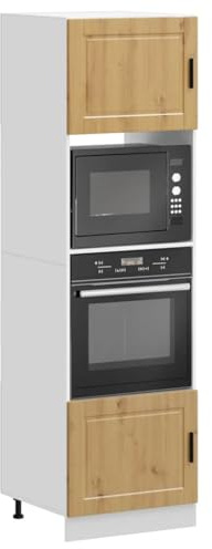 Hoopleep Porto Artisan-Eiche Herdumbauschrank 2er-Set, Holzwerkstoff, 60x57x207 cm, verstellbare Füße, Speiseschrank für Küche, Aufbewahrung, hoch & breit
