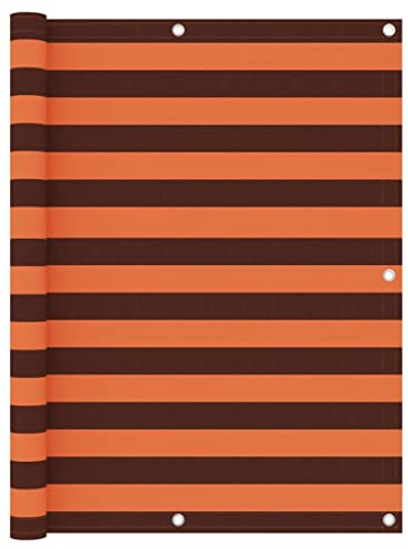 Mokuyary Protección visual para balcón, color naranja y marrón, 120 x 400 cm, tela Oxford, revestimiento de balcón, cubierta opaca contra el viento para jardín, terraza, exterior